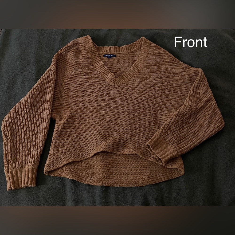 American Eagle orange rust chunky cable Knit sweater. Sm